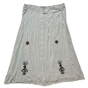 M.P.H. Collection‎ Womens prairie 18 Gray Embroidery Button-Front Skirt VTG maxi